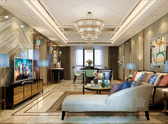 艹大骚b视屏世纪江尚三室两厅168平装修设计效果欣赏